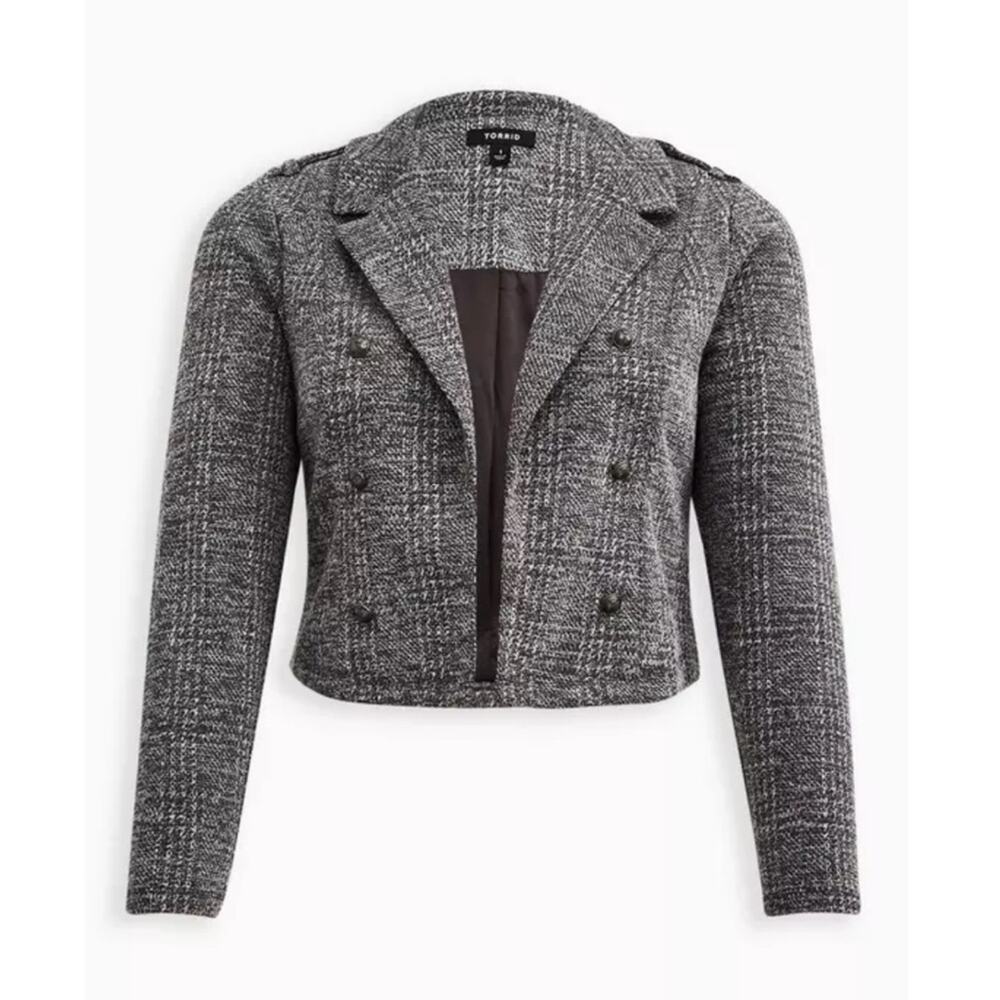 Torrid Grey Studio Double Knit Crop Military Jacket 1X NWT
